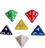 Dobbelstenen 4-zijdig pearl, 6 stuks
