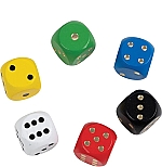 Houten dobbelstenen, 6 zijdig, 16 mm, 6 stuks