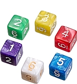 Dobbelstenen 6-zijdig pearl, 6 stuks