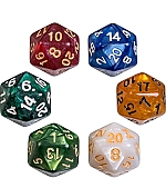 Dobbelstenen 20-zijdig pearl, 6 stuks