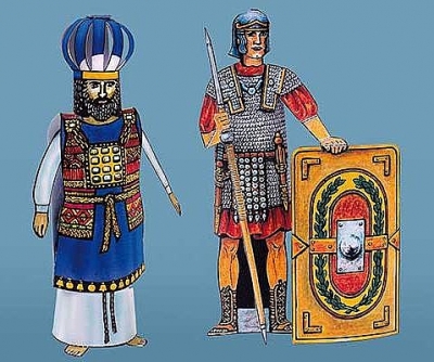 Hoge priester en Romeinse soldaat