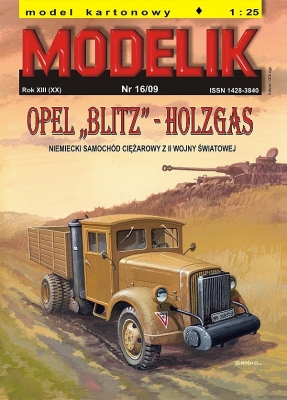 Opel blitz op houtgas karton modelbouw