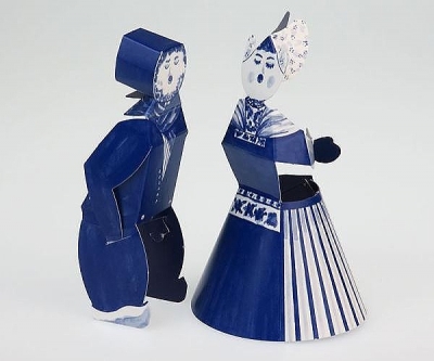 Delfts blauw kussend paar m/m - Piet Design