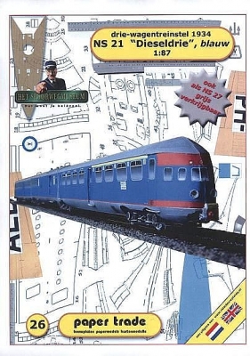 NS 21 Dieseldrie blauw drie-wagentreinstel 1934 1:87