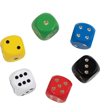 Houten dobbelstenen, 6 zijdig, 16 mm, 6 stuks
